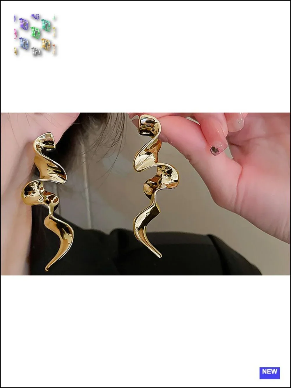 14K Gold Irregular Geometric Drop Dangle Statement Earrings